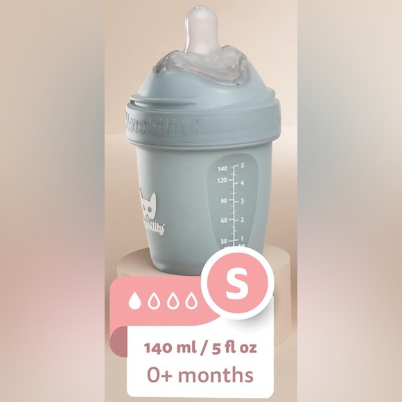 NEW Herobility Double Anti-Colic Baby Bottles 5 fl oz/140ml (grey) bundle of 3 - Picture 4 of 6